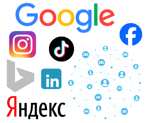 Платформы рекламы и продвижения: Google, Instagram, TikTok, Facebook, LinkedIn, Яндекс