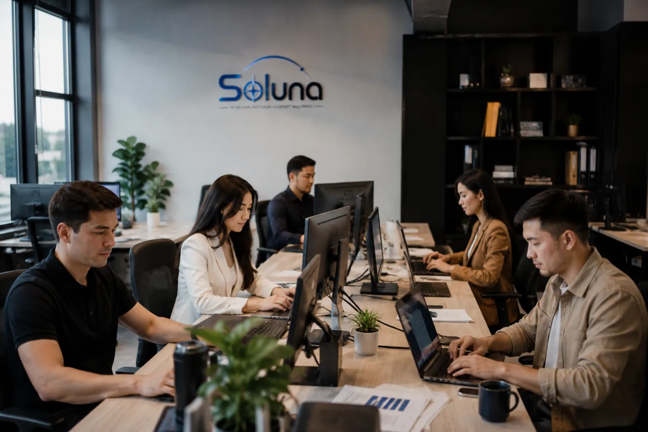 Команда рекламного агентства Soluna за работой в офисе